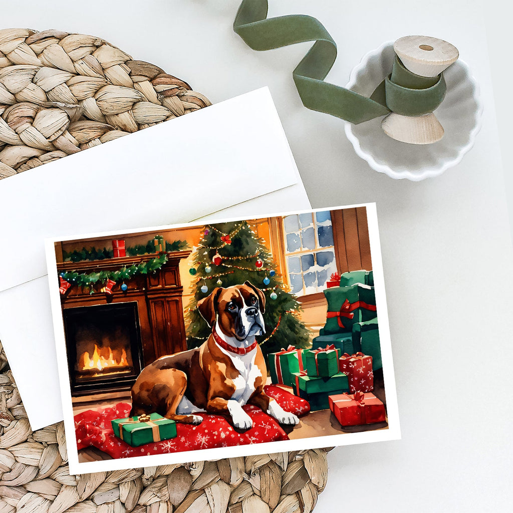 Boxer Cozy Christmas Greeting Cards Pack of 8 Blank Cards with Envelopes Whimsical A7 Size 5x7