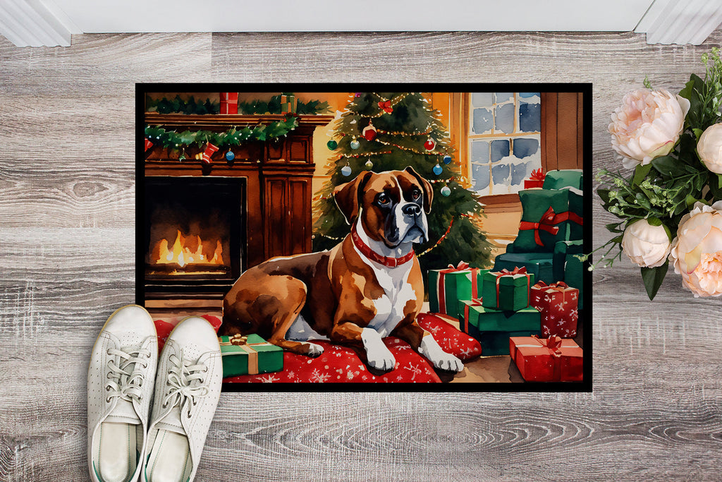 Boxer Cozy Christmas Doormat Indoor Outdoor 24H X 36W Front Door Mat Rugs for Entryway, Non Slip Washable Low Pile,
