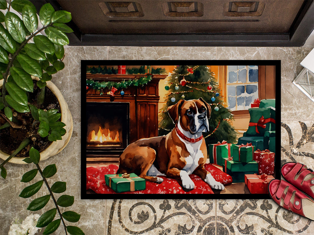 Boxer Cozy Christmas Doormat Indoor Outdoor 24H X 36W Front Door Mat Rugs for Entryway, Non Slip Washable Low Pile,
