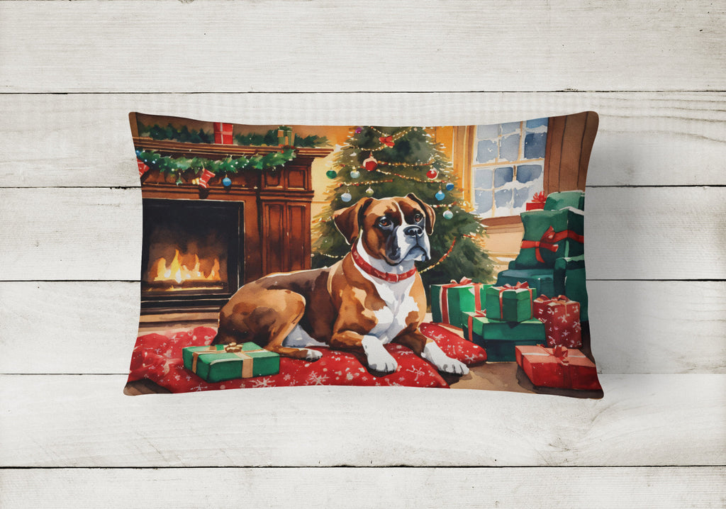 Boxer Cozy Christmas Decorative Throw Pillow 12x16 Indoor Outdoor Accent Cushion, Fabric Cover with Insert for Sofa, Bed, Porch & Living Room