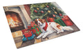 Brittany Cozy Christmas Cutting Board Tempered Glass Kitchen Cutting Surface, Heat Resistant Chopping, Non-Slip Feet, Food Prep & Serving