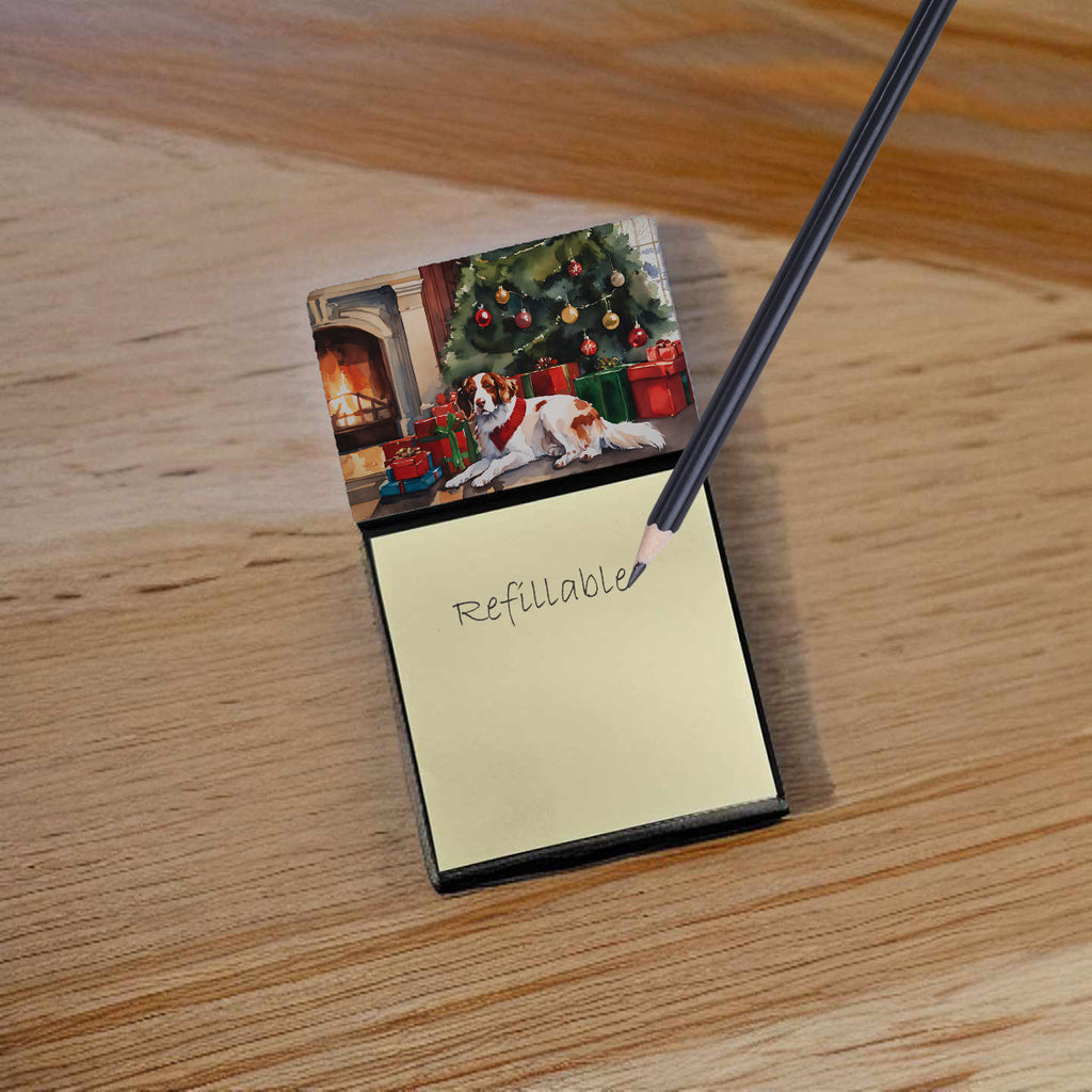 Brittany Cozy Christmas Watercolor Sticky Note Holder Refillable Dispenser Desk Accessory 3x3 Pad Gift