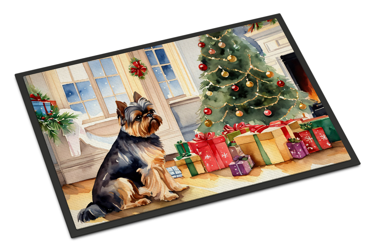 Brussels Griffon Cozy Christmas Doormat Indoor Outdoor 24H X 36W Front Door Mat Rugs for Entryway, Non Slip Washable Low Pile,