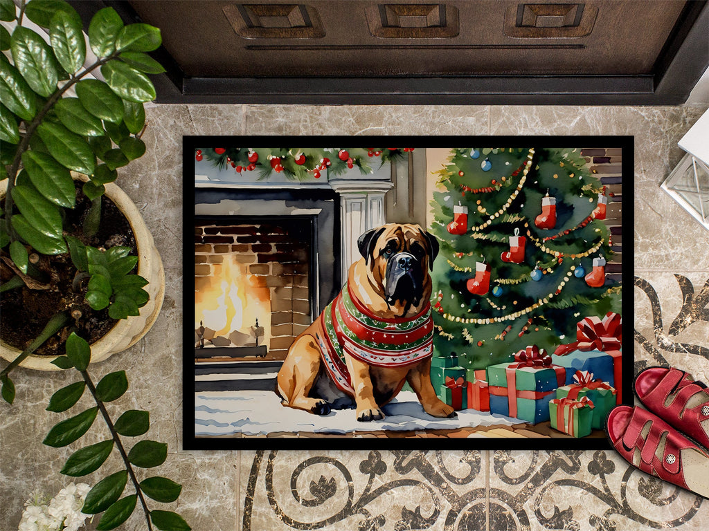 Bullmastiff Cozy Christmas Doormat Indoor Outdoor 24H X 36W Front Door Mat Rugs for Entryway, Non Slip Washable Low Pile,