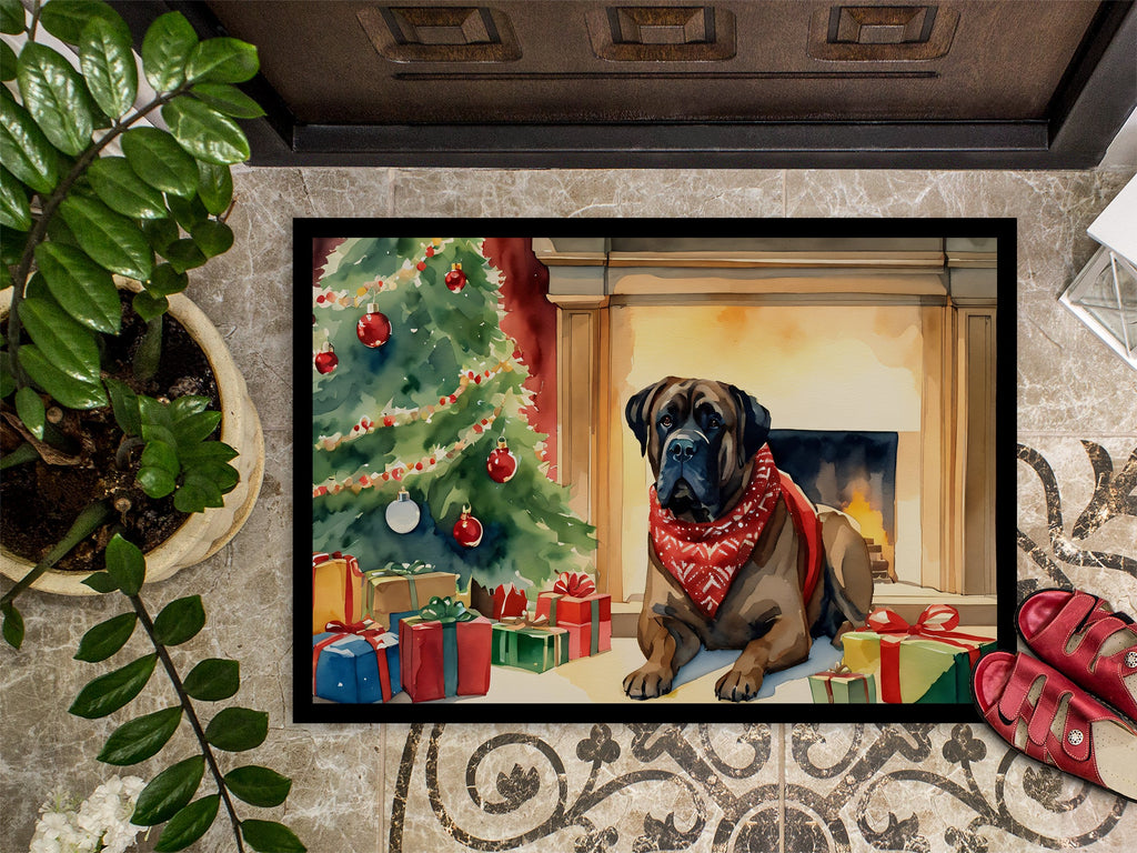 Bullmastiff Cozy Christmas Doormat Indoor Outdoor 24H X 36W Front Door Mat Rugs for Entryway, Non Slip Washable Low Pile,