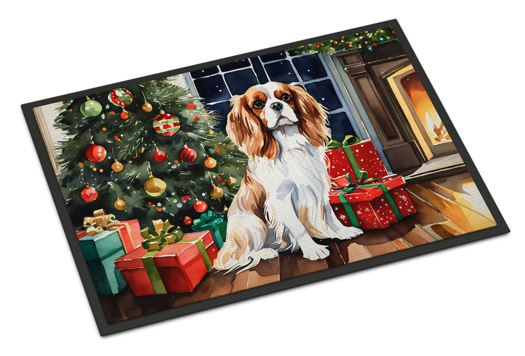Cavalier Spaniel Cozy Christmas Doormat Indoor Outdoor 18H X 27W Front Door Mat Rugs for Entryway, Non Slip Washable