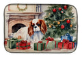 Cavalier Spaniel Cozy Christmas Dish Drying Mat Absorbent Dish Drying Mat Pad for Kitchen Counter Dish Drainer Mat for Countertop, 14 x 21", Multicolor