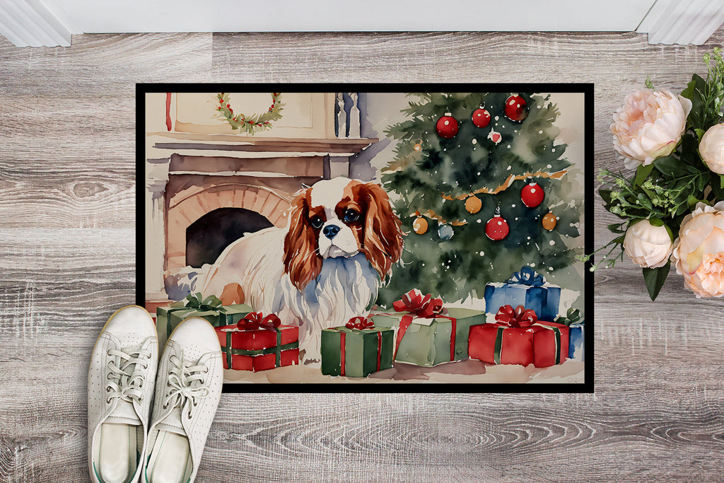 Cavalier Spaniel Cozy Christmas Doormat Indoor Outdoor 24H X 36W Front Door Mat Rugs for Entryway, Non Slip Washable Low Pile,