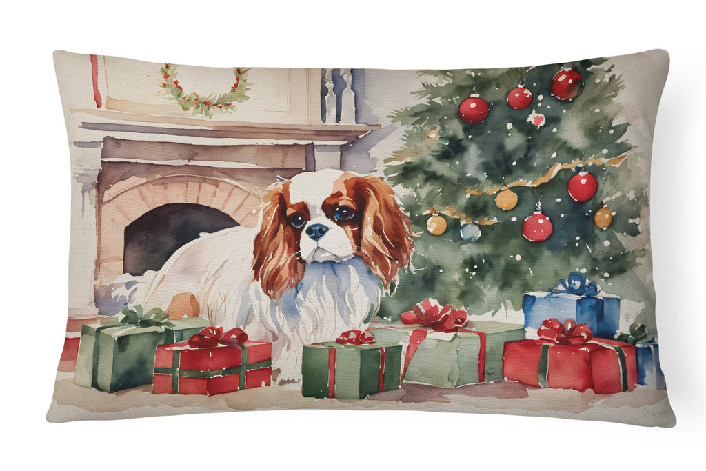 Cavalier Spaniel Cozy Christmas Decorative Throw Pillow 12x16 Indoor Outdoor Accent Cushion, Fabric Cover with Insert for Sofa, Bed, Porch & Living Room