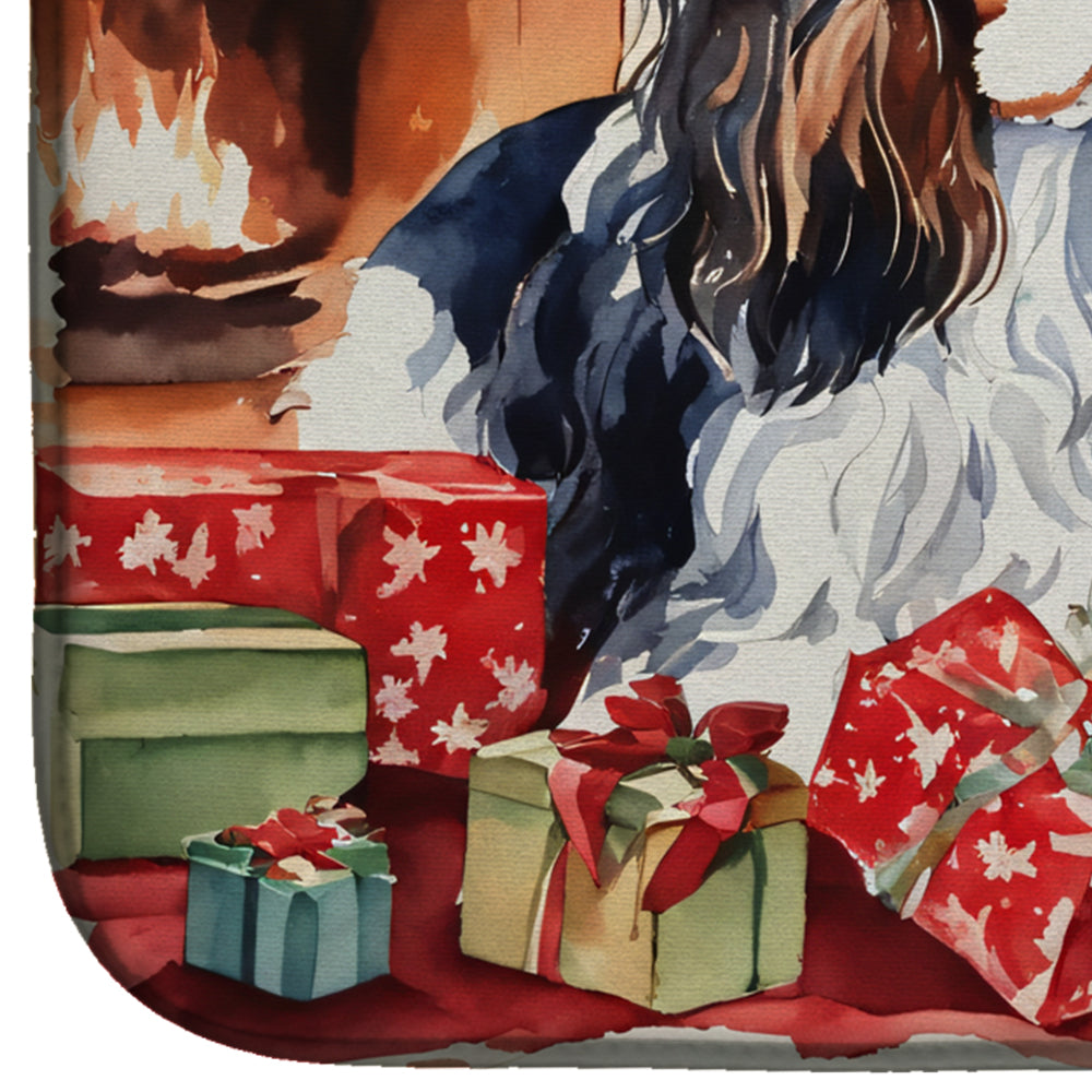 Cavalier Spaniel Cozy Christmas Dish Drying Mat Absorbent Dish Drying Mat Pad for Kitchen Counter Dish Drainer Mat for Countertop, 14 x 21", Multicolor