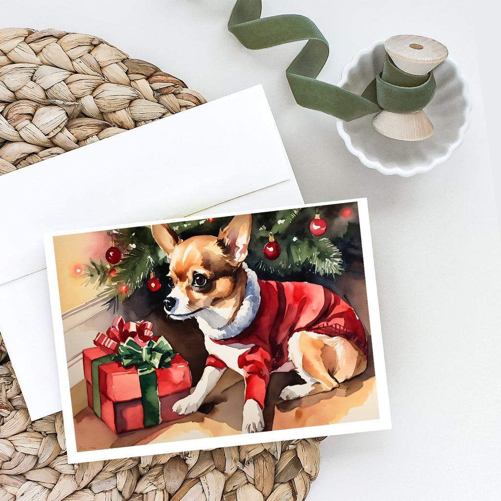 Chihuahua Cozy Christmas Greeting Cards Pack of 8 Blank Cards with Envelopes Whimsical A7 Size 5x7