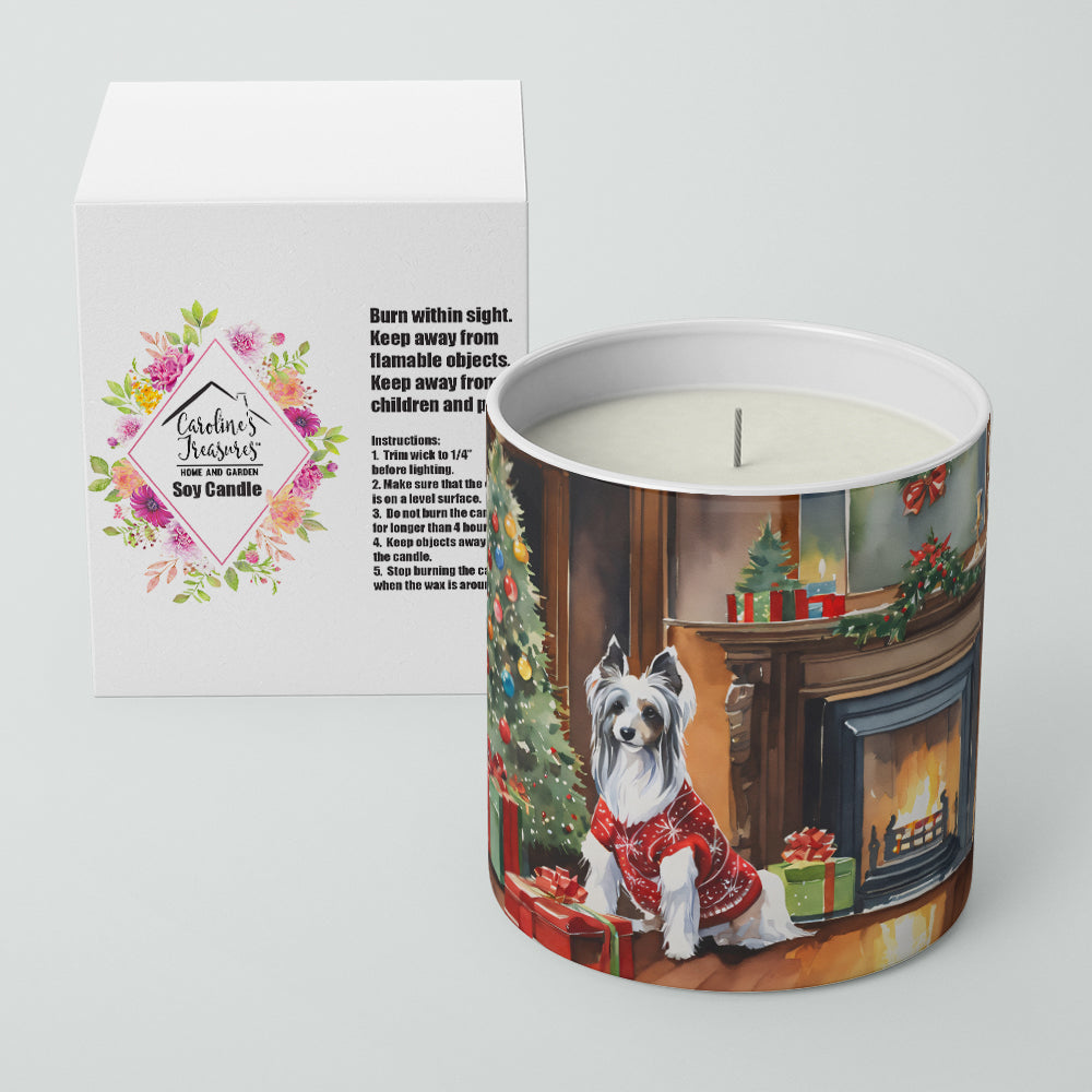 Chinese Crested Cozy Christmas Decorative Soy Candle Nature Soy Wax Essential Oil Home Decor Ideal for Bedroom Kitchen Bath Office Gift, 10 oz