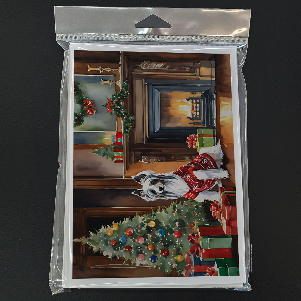 Chinese Crested Cozy Christmas Greeting Cards Pack of 8 Blank Cards with Envelopes Whimsical A7 Size 5x7