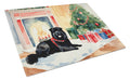 Chow Chow Cozy Christmas Cutting Board Tempered Glass Kitchen Cutting Surface, Heat Resistant Chopping, Non-Slip Feet, Food Prep & Serving