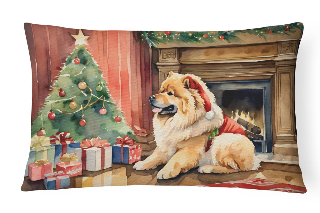 Chow Chow Cozy Christmas Decorative Throw Pillow 12x16 Indoor Outdoor Accent Cushion, Fabric Cover with Insert for Sofa, Bed, Porch & Living Room