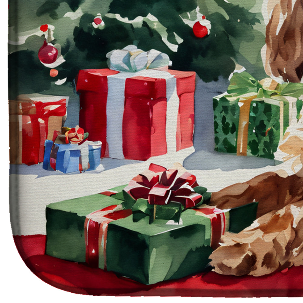 Cocker Spaniel Cozy Christmas Dish Drying Mat Absorbent Dish Drying Mat Pad for Kitchen Counter Dish Drainer Mat for Countertop, 14 x 21", Multicolor