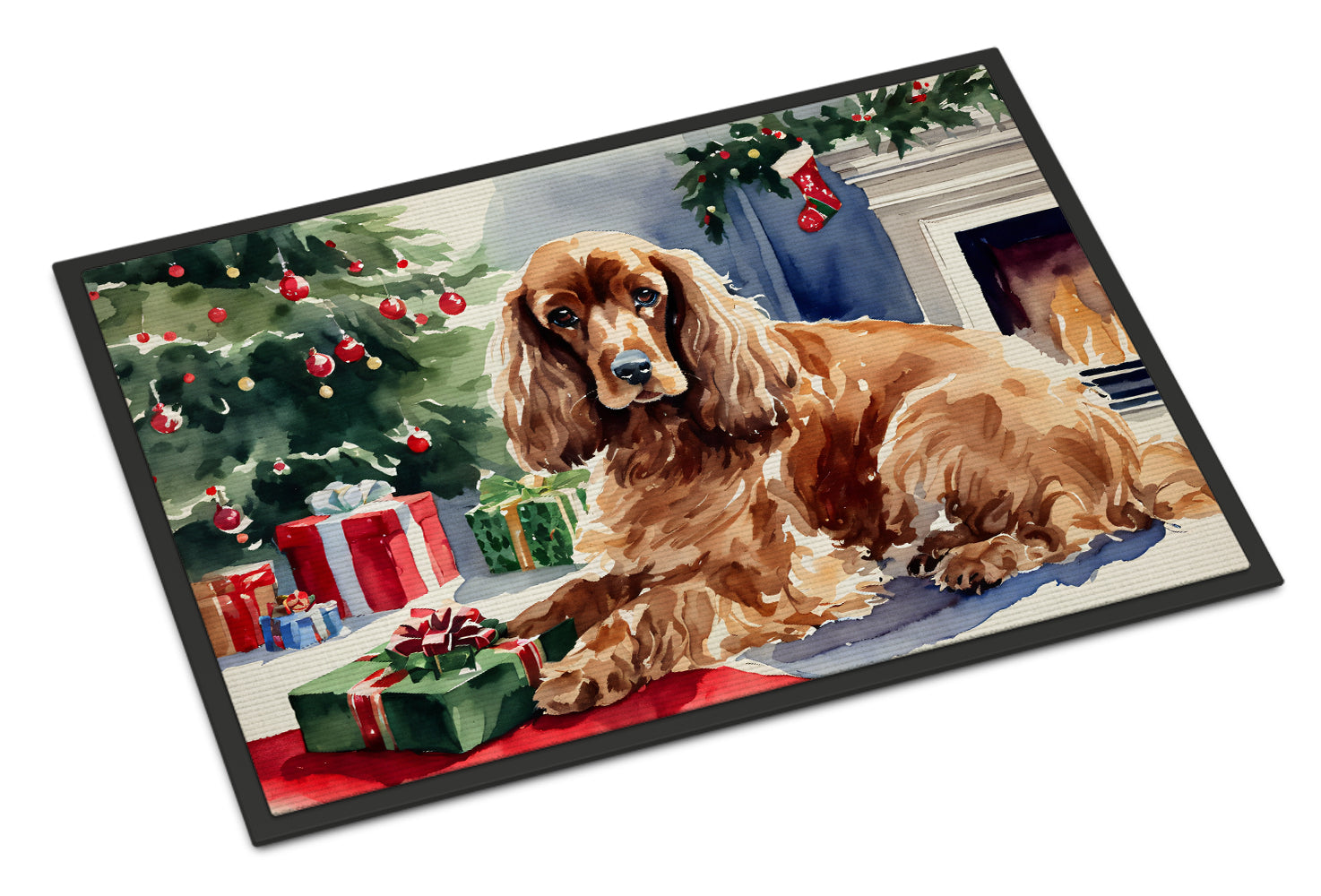 Cocker Spaniel Cozy Christmas Doormat Indoor Outdoor 24H X 36W Front Door Mat Rugs for Entryway, Non Slip Washable Low Pile,