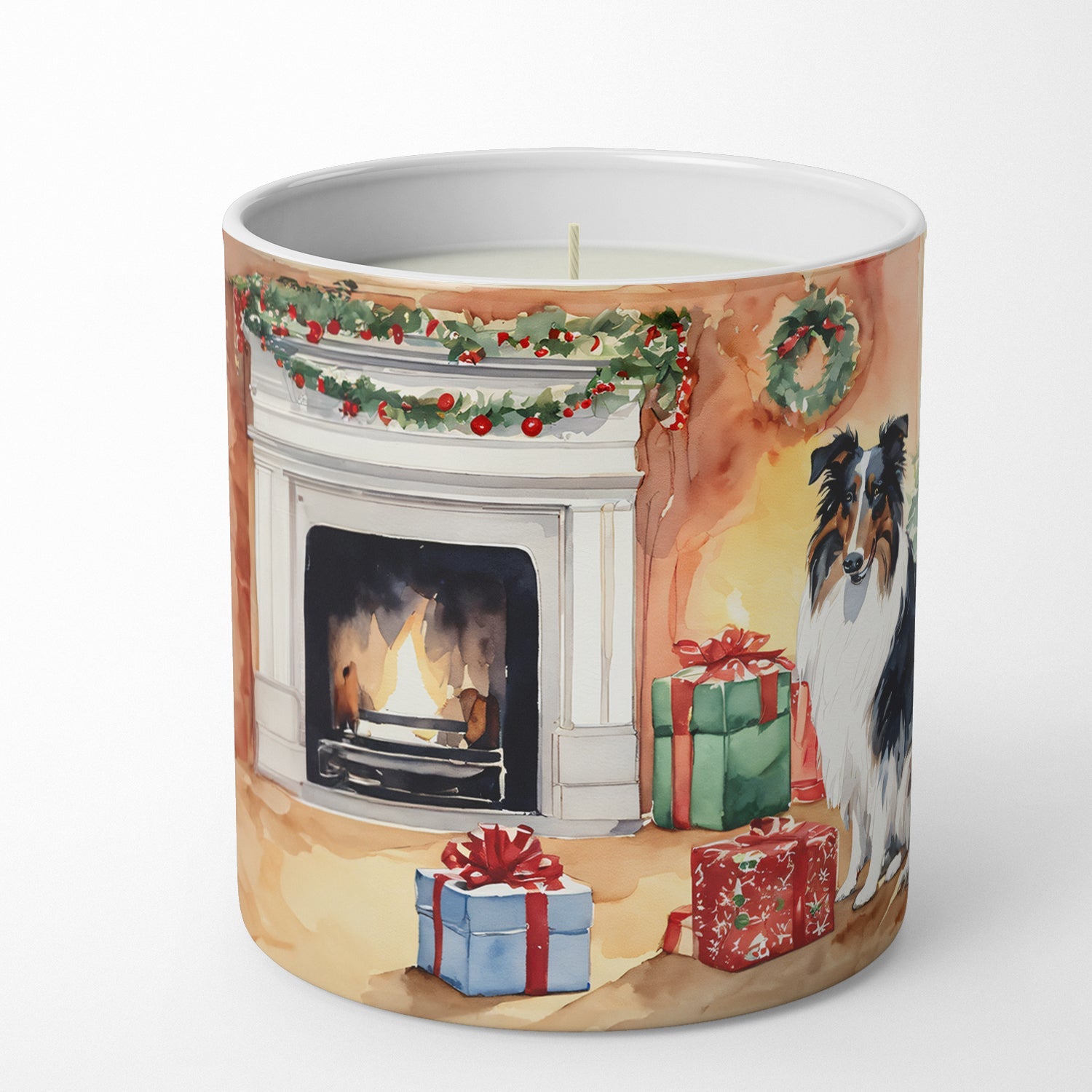 Collie Cozy Christmas Decorative Soy Candle Nature Soy Wax Essential Oil Home Decor Ideal for Bedroom Kitchen Bath Office Gift, 10 oz