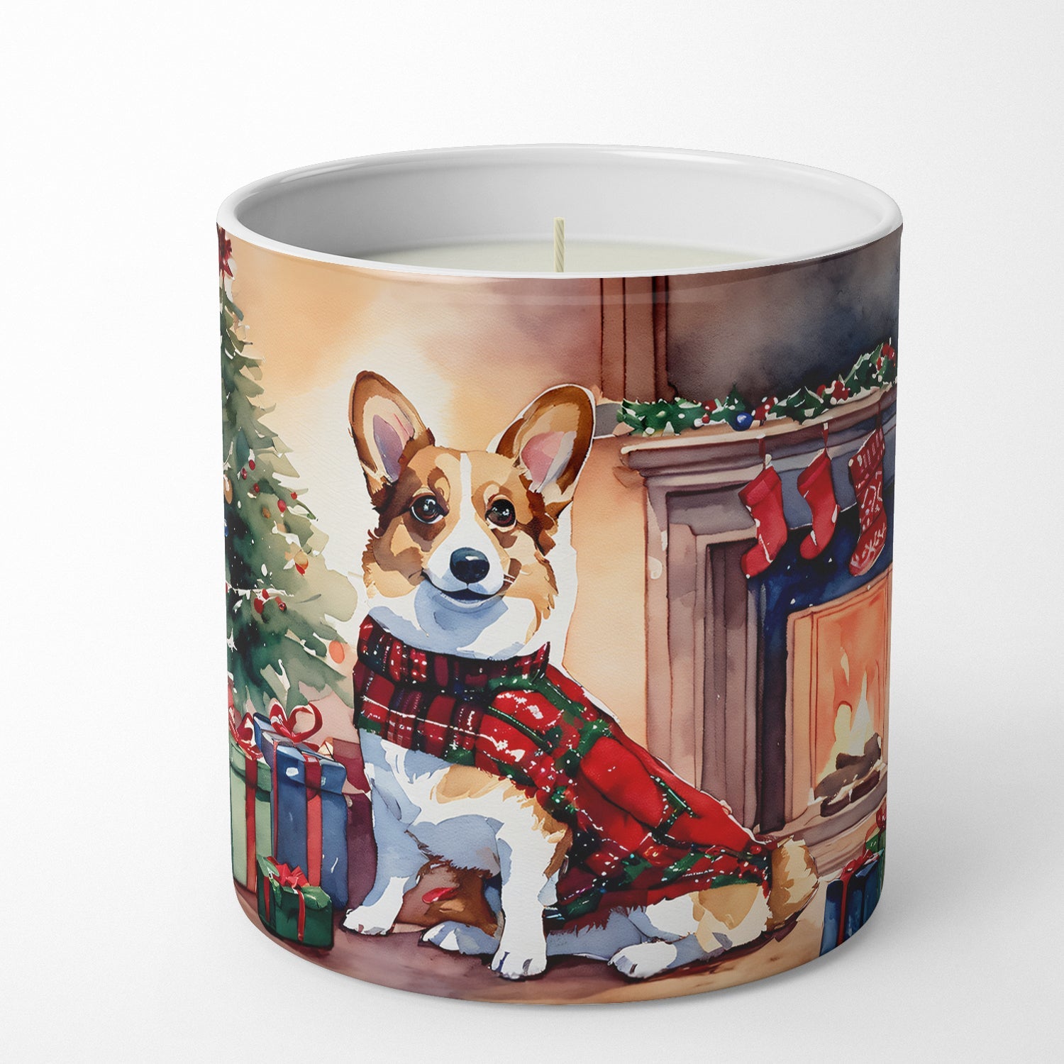 Corgi Cozy Christmas Decorative Soy Candle Nature Soy Wax Essential Oil Home Decor Ideal for Bedroom Kitchen Bath Office Gift, 10 oz