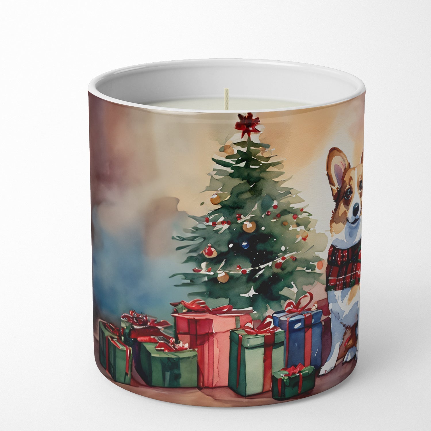 Corgi Cozy Christmas Decorative Soy Candle Nature Soy Wax Essential Oil Home Decor Ideal for Bedroom Kitchen Bath Office Gift, 10 oz