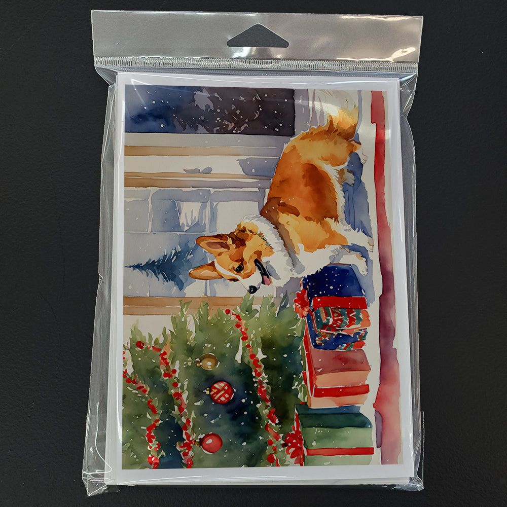 Corgi Cozy Christmas Greeting Cards Pack of 8 Blank Cards with Envelopes Whimsical A7 Size 5x7