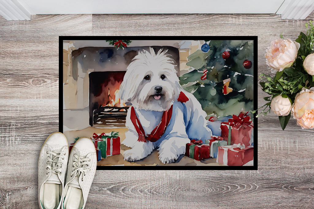 Coton De Tulear Cozy Christmas Doormat Indoor Outdoor 18H X 27W Front Door Mat Rugs for Entryway, Non Slip Washable