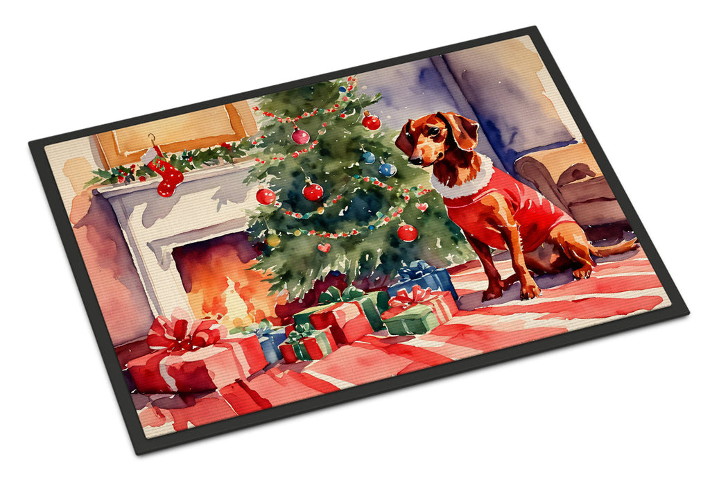 Dachshund Cozy Christmas Doormat Indoor Outdoor 18H X 27W Front Door Mat Rugs for Entryway, Non Slip Washable
