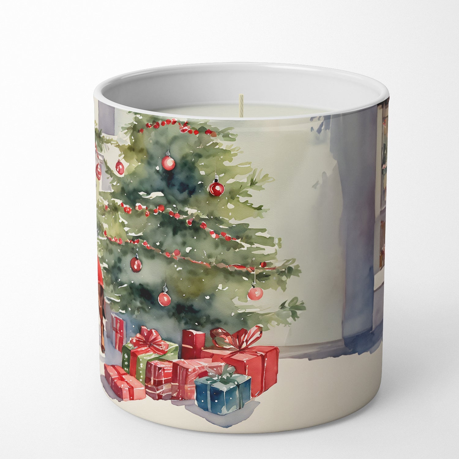Dachshund Cozy Christmas Decorative Soy Candle Nature Soy Wax Essential Oil Home Decor Ideal for Bedroom Kitchen Bath Office Gift, 10 oz