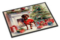 Dachshund Cozy Christmas Doormat Indoor Outdoor 24H X 36W Front Door Mat Rugs for Entryway, Non Slip Washable Low Pile,