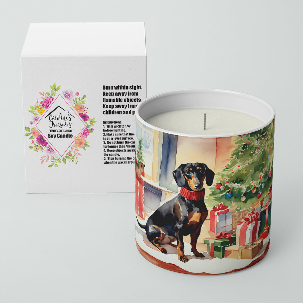 Dachshund Cozy Christmas Decorative Soy Candle Nature Soy Wax Essential Oil Home Decor Ideal for Bedroom Kitchen Bath Office Gift, 10 oz