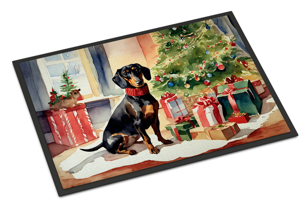 Dachshund Cozy Christmas Doormat Indoor Outdoor 24H X 36W Front Door Mat Rugs for Entryway, Non Slip Washable Low Pile,