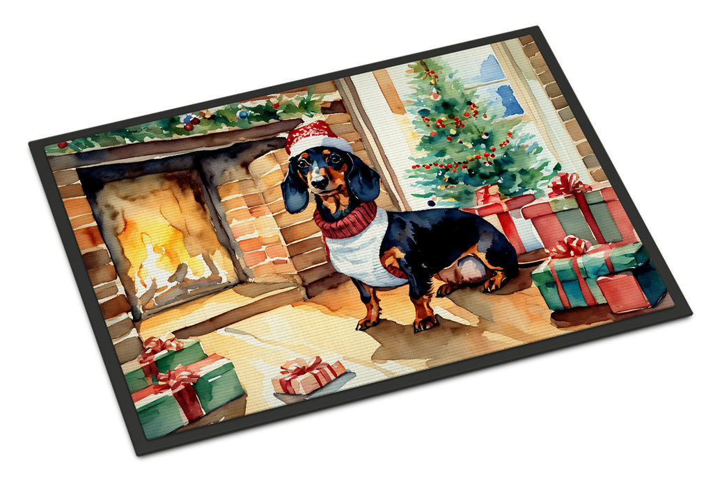 Dachshund Cozy Christmas Doormat Indoor Outdoor 24H X 36W Front Door Mat Rugs for Entryway, Non Slip Washable Low Pile,