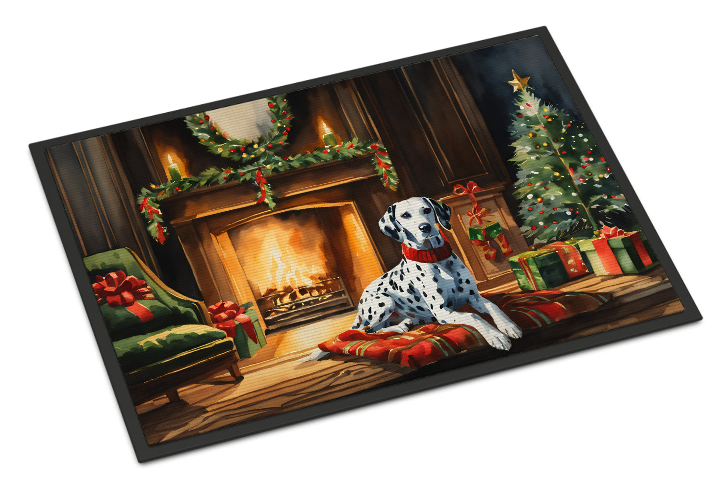 Dalmatian Cozy Christmas Doormat Indoor Outdoor 18H X 27W Front Door Mat Rugs for Entryway, Non Slip Washable