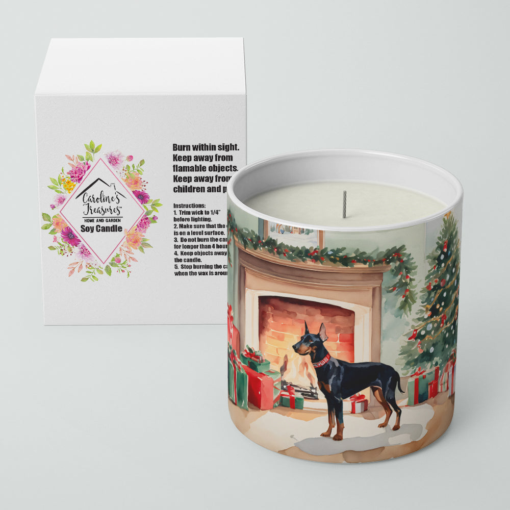 Doberman Pinscher Cozy Christmas Decorative Soy Candle Nature Soy Wax Essential Oil Home Decor Ideal for Bedroom Kitchen Bath Office Gift, 10 oz