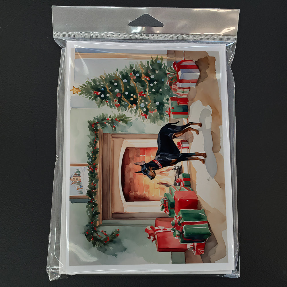 Doberman Pinscher Cozy Christmas Greeting Cards Pack of 8 Blank Cards with Envelopes Whimsical A7 Size 5x7