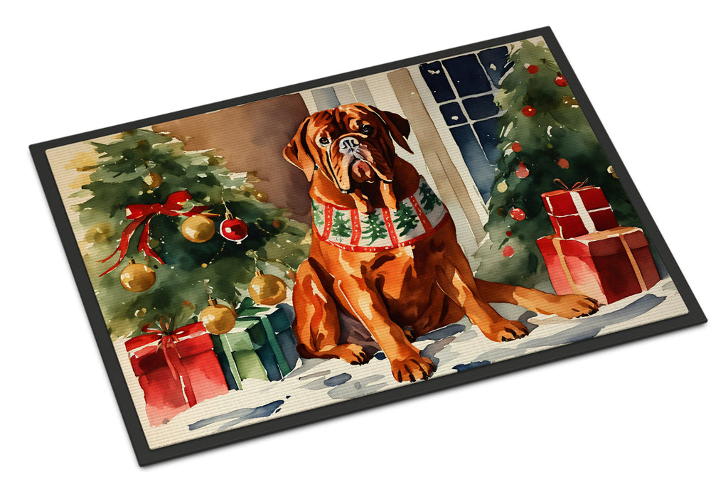 Dogue de Bordeaux Cozy Christmas Doormat Indoor Outdoor 18H X 27W Front Door Mat Rugs for Entryway, Non Slip Washable