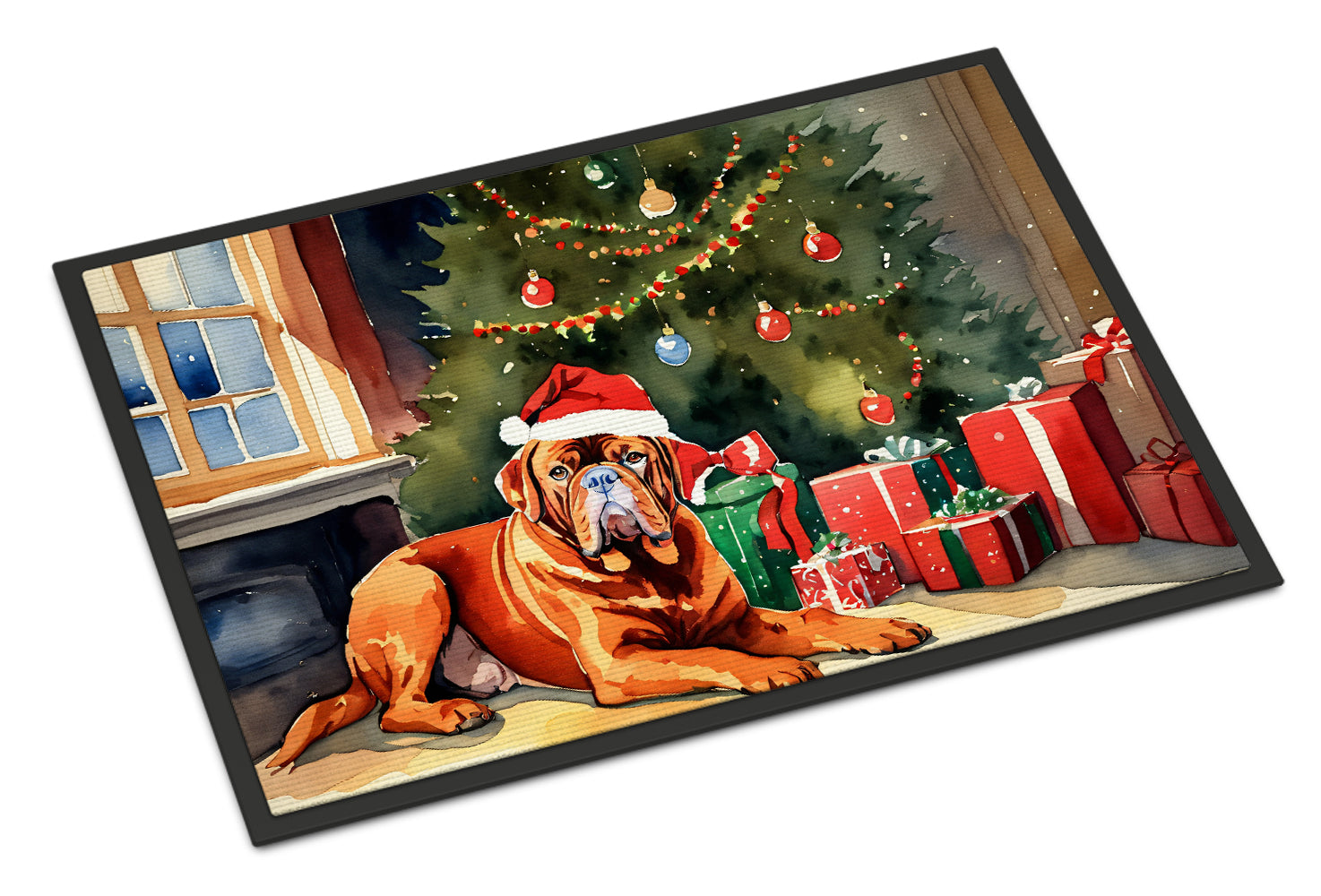 Dogue de Bordeaux Cozy Christmas Doormat Indoor Outdoor 18H X 27W Front Door Mat Rugs for Entryway, Non Slip Washable
