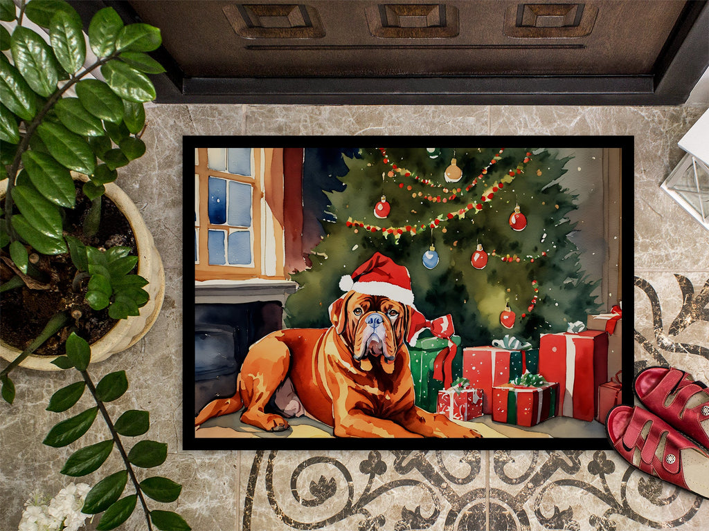 Dogue de Bordeaux Cozy Christmas Doormat Indoor Outdoor 18H X 27W Front Door Mat Rugs for Entryway, Non Slip Washable