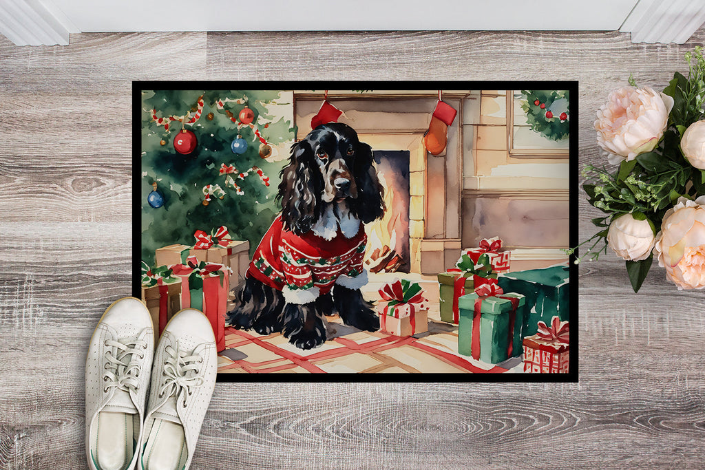 English Cocker Spaniel Cozy Christmas Doormat Indoor Outdoor 18H X 27W Front Door Mat Rugs for Entryway, Non Slip Washable