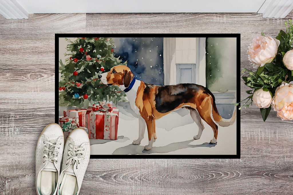 English Foxhound Cozy Christmas Doormat Indoor Outdoor 24H X 36W Front Door Mat Rugs for Entryway, Non Slip Washable Low Pile,