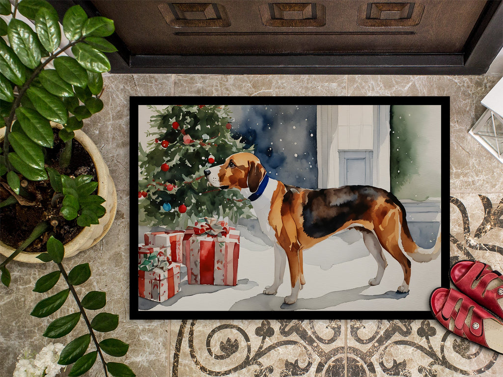 English Foxhound Cozy Christmas Doormat Indoor Outdoor 18H X 27W Front Door Mat Rugs for Entryway, Non Slip Washable