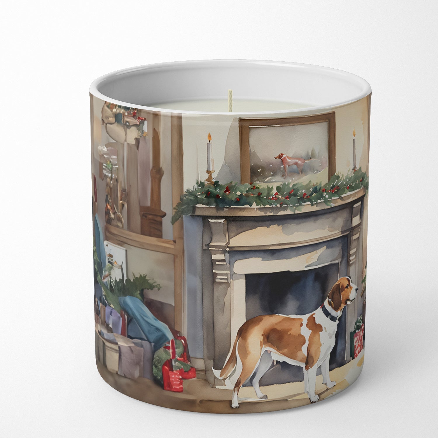 English Foxhound Cozy Christmas Decorative Soy Candle Nature Soy Wax Essential Oil Home Decor Ideal for Bedroom Kitchen Bath Office Gift, 10 oz