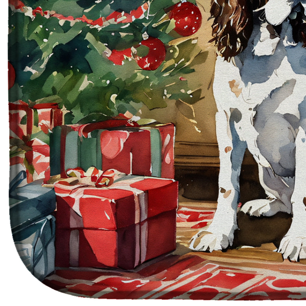 English Springer Spaniel Cozy Christmas Dish Drying Mat Absorbent Dish Drying Mat Pad for Kitchen Counter Dish Drainer Mat for Countertop, 14 x 21", Multicolor