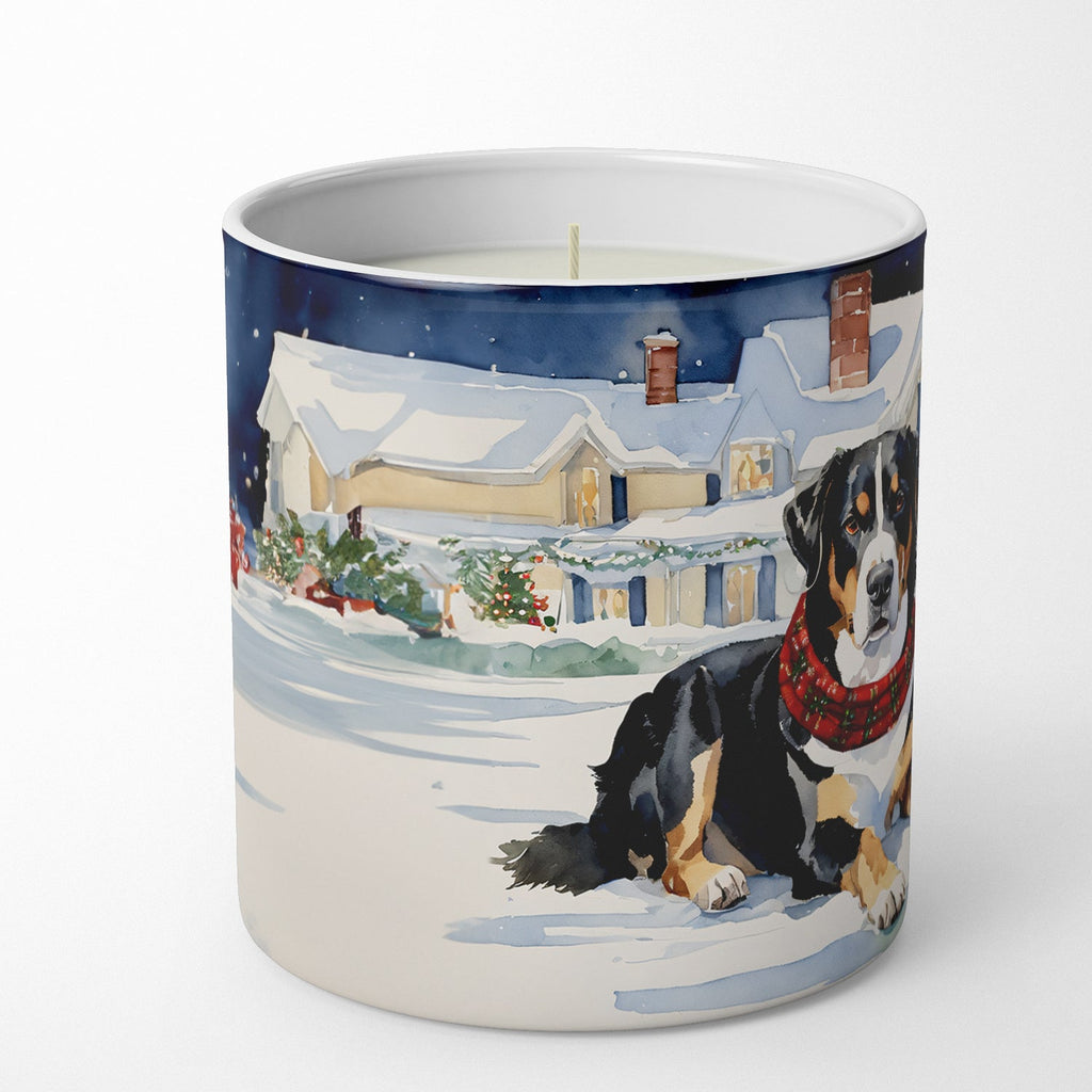 Entlebucher Mountain Dog Cozy Christmas Decorative Soy Candle Nature Soy Wax Essential Oil Home Decor Ideal for Bedroom Kitchen Bath Office Gift, 10 oz