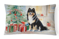 Finnish Lapphund Cozy Christmas Decorative Throw Pillow 12x16 Indoor Outdoor Accent Cushion, Fabric Cover with Insert for Sofa, Bed, Porch & Living Room