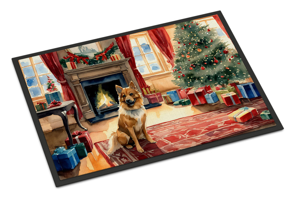 Finnish Spitz Cozy Christmas Doormat Indoor Outdoor 24H X 36W Front Door Mat Rugs for Entryway, Non Slip Washable Low Pile,