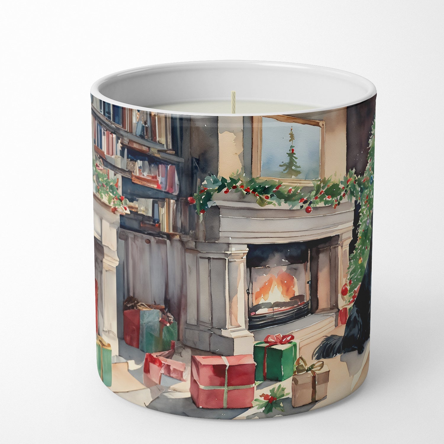 Flat-Coated Retriever Cozy Christmas Decorative Soy Candle Nature Soy Wax Essential Oil Home Decor Ideal for Bedroom Kitchen Bath Office Gift, 10 oz