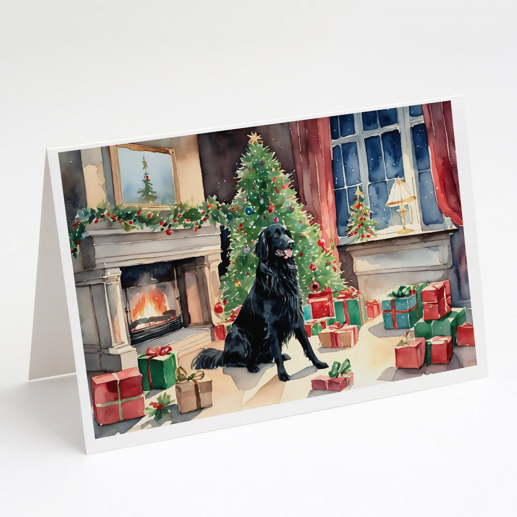 Flat-Coated Retriever Cozy Christmas Greeting Cards Pack of 8 Blank Cards with Envelopes Whimsical A7 Size 5x7