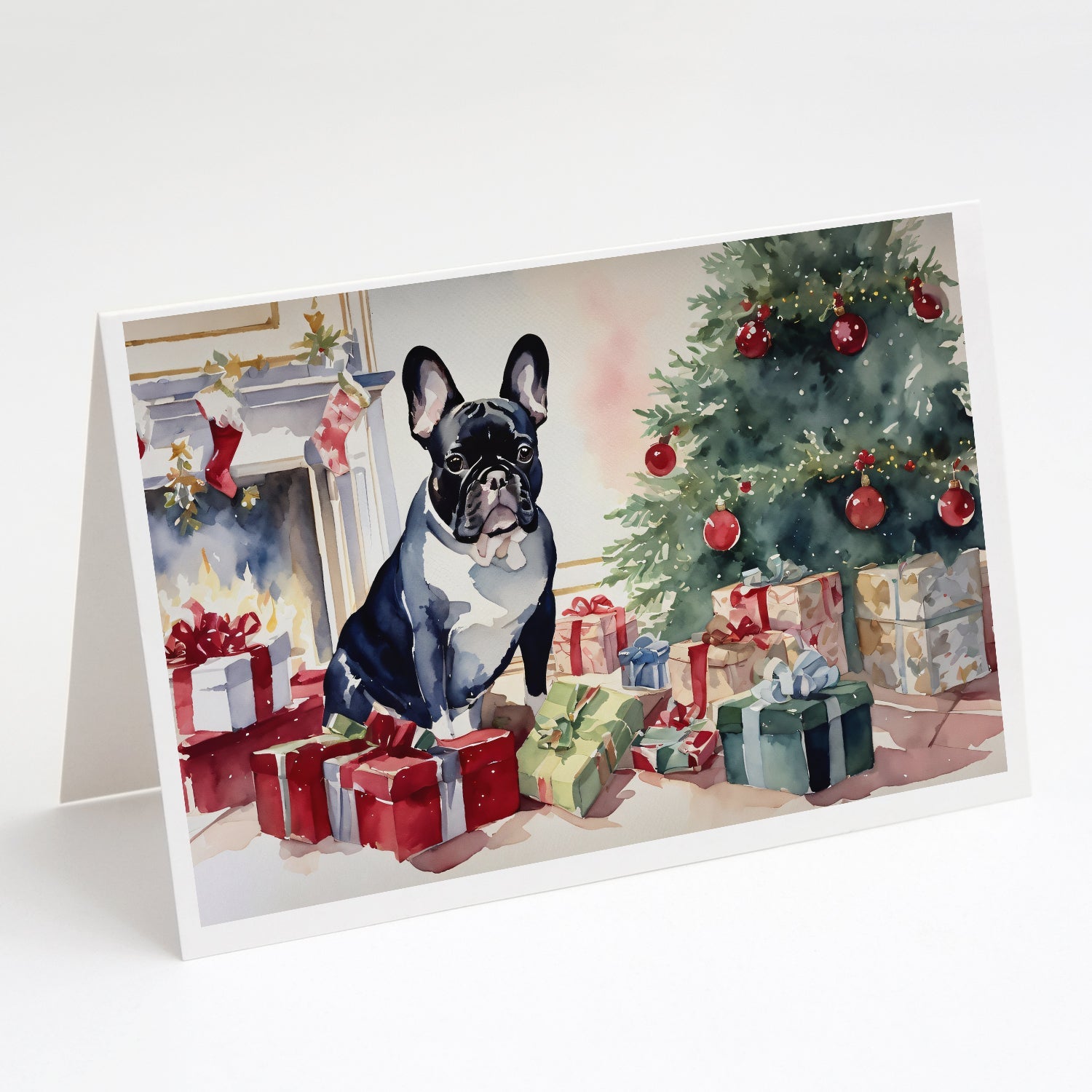 French Bulldog Cozy Christmas Greeting Cards Pack of 8 Blank Cards with Envelopes Whimsical A7 Size 5x7