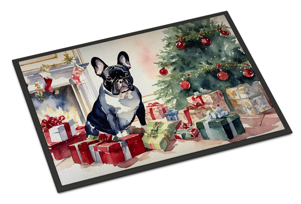 French Bulldog Cozy Christmas Doormat Indoor Outdoor 18H X 27W Front Door Mat Rugs for Entryway, Non Slip Washable
